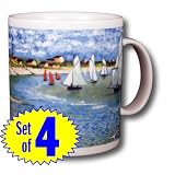 Claude Monet - The Beach At Saint-Adresse 14oz Coffee Mugs (Set of Four)
