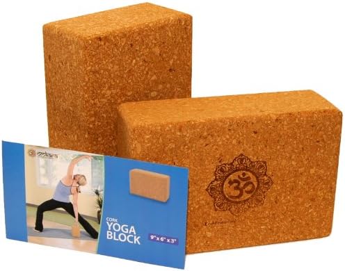 Yoga Blocks 2 Pack Cork - Cork Yoga Blocks for Balance and Stability in Yoga Poses