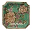 Square chinese porcelain plate light green with lavendar and peach flowers