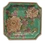 Square chinese porcelain plate light green with lavendar and peach flowers