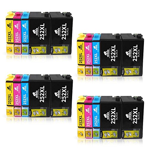 IKONG 20 Packs Compatible for Epson 252xl Ink Cartridge (4Sets+4Black) Worked With EPSON Wf 3640 Wf 3630 Wf 3620 Wf 7610 Wf 7620 Wf 7110