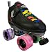 Sure Grip Boxer Black Boots with Rainbow Swirl Wheels and Rainbow Laces Mens Boys Ladies Womens Girls Kids Childrens Youth Quad Speed Roller Derby Skating Skates