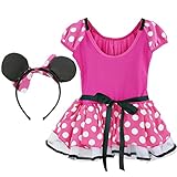 YiZYiF Christmas Outfits Girls Minnie Mouse Halloween Ballet Tutu Dress Headband Hot Pink 4T