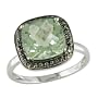 10K White Gold 1/10 ctw Black Diamond and Green Amethyst Ring