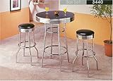 New Chrome Metal Retro Style Barstool Set (2 Bar Stools +1 Table)