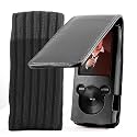 EASYi - Luxury Black Genuine Leather Flip case & Sock for Sony Walkman E Series 2011/12 Model 4GB 8GB (NWZ-E464B.CEW, NWZ-E464R.CEW, NWZ-E464P.CEW, NWZ-E464G.CEW, NWZ-E464L.CEW, NWZ-E463B.CEW, NWZ-E463R.CEW, NWZ-E463P.CEW, NWZ-E463G.CEW, NWZ-E463L.CEW)