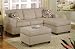 3 pcs Sectional Sofa Set with Ottoman and Accent Pillows in Mushroom