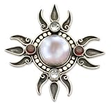 Pearl and topaz brooch pendant, 'Four Winds' 2.1 W 2.1 L