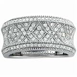 14K White Gold Designer Style Diamond Anniversary Band