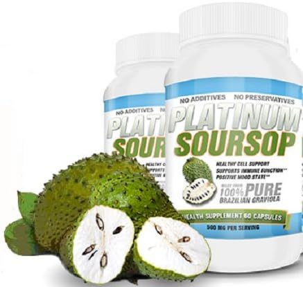 2 X Platinum Soursop-pure Graviola Supports Immune Function 60 Caps Supplement
