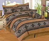 southwestern bedspread:7 Pieces Brown and Green South Western Design Comforter Set Bed-in-a-bag King Size Bedding