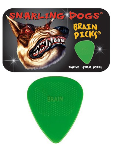 Snarling Dogs Brain TNSDB351, 0.53 Guitar Picks, 12-Piece, Collectible Tin, Green Nylon, 0, 0.53mm On Sale