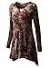 DJT Women's All Over Tie Dye Long Sleeve Asymmetrical Hem Tunic Large Coffee