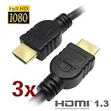 3 Packs GTMax High Speed GOLD-PLATED HDMI Cable Version 1.3b Category 2 Certified - ( Black / 6 feet ) for 1080p Blu-Ray PS3by Generic