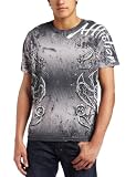 Affliction Men's Skeleton Dragons Tee,Silver,Large