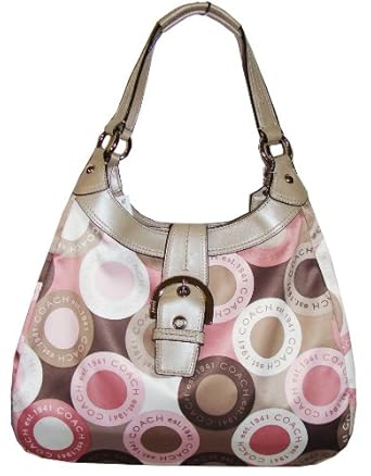 Coach Soho Snap Head Print Sateen Large Lynne Hobo Bag 18440 Pink Multi