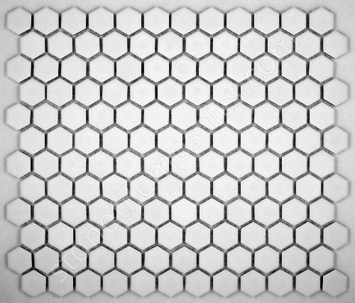 Hexagon White Porcelain Mosaic Tile Matte Look 1x1 InchB00A3CHPJ4