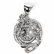 STERLING SILVER MEN'S PENDANT W/CZ 72mm - Chinese Dragon