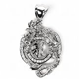 STERLING SILVER MEN'S PENDANT W/CZ 72mm - Chinese Dragon