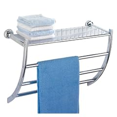 Wenko 18235100 Wandregal Pescara Magic-Loc - Befestigen ohne Bohren, Ablage, 3 Handtuchstangen, Chrom, 56 x 46 x 21.5 cm