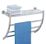 Wenko 18235100 Wandregal Pescara Magic-Loc - Befestigen ohne Bohren, Ablage, 3 Handtuchstangen, Chrom, 56 x 46 x 21.5 cm