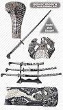 3 Piece Silver Cobra Katana Set w/ Stand