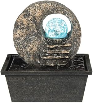 Round Open Faux Stone Crystal Ball LED Indoor Fountain