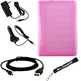 Silicone Skin Cover Case, USB 2in1 Data Cable, Car Charger, and Wall Charger with 4-Inch eBigValue TM Determination Hand Strap for the Sony Reader eBook Touch Edition PRS-600