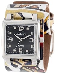 Nemesis Womens 307-516K Lite SQ Collection Tatoo Inspired Black Leather Band Watch