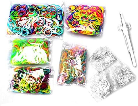 Expressions Girl / D.i.y. 5 Set Rainbow Color Latex-free Rubber Band Bracelet Loom Refill Pack with 'S' Clips