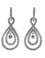 14K White Gold Diamond Dashing Diamonds Earrings