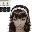 Princess Floral Lace Elastic Headband - Black and White (2 Pcs)