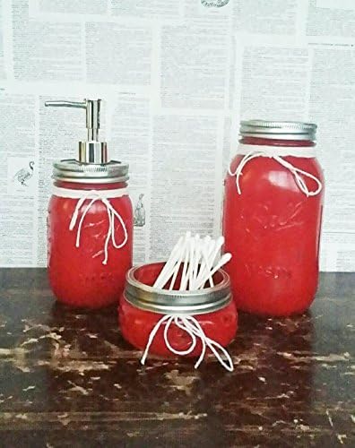 Bathroom accessories, red mason jar bathroom set