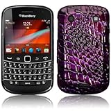 BLACKBERRY BOLD 9930 PURPLE PU CROC SKIN ONE-PIECE SNAP CASE, WITH QUBITS-B ....