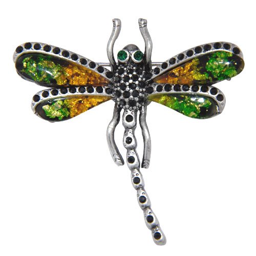 Green And Orange Dragonfly Animal Pin Brooch