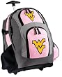 WVU Rolling Backpack Deluxe Pink West Virginia University - Backpacks Bags with Wheels or School Trolley Carry-On Bags - Unique Wheeled Gifts for Girls Ladies- CUTE!