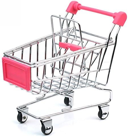Topunion 1pc Mini Simulation of Supermarket Shopping Trolley Mold Cute Stainless Steel Mini Supermarket Handcart Shopping Utility Cart Red
