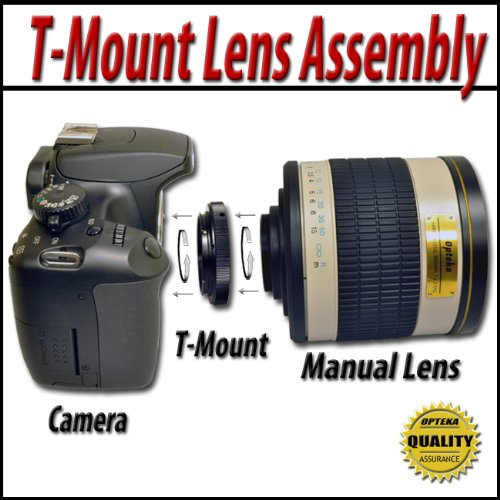 Opteka 500mm / 1000mm f/6.3 Telephoto Mirror Lens for Canon EOS 1D, 5D, 6D, 7D, 10D, 20D, 30D, 40D, 50D, 60D, Rebel XT, XTi, XS, XSi, T1i, T2i, T3, T3i and T4i Digital SLR Cameras