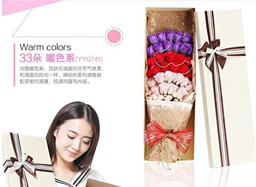 Hongrays Artificial Flowers Fake 33 Roses Soap Authentic Flower,brithday's;valentine's Gifts (Warm)