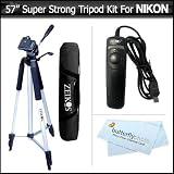Pro 57″ Super Strong Tripod w/ Case + Remote Switch For Nikon D3100 D5000 D7000 D5100 D90 DSLR Digital Camera + ButterflyPhoto MicroFiber Cleaning Cloth