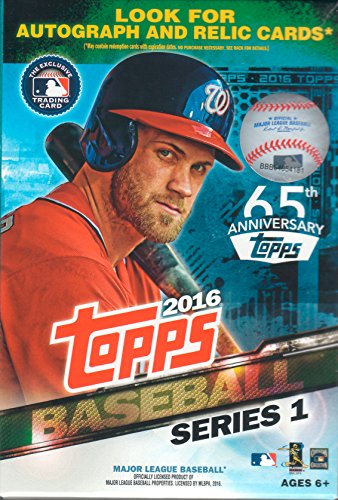 2016-Topps-Series-1-MLB-Baseball-HUGE-EXCLUSIVE-Factory-Sealed-Hanger-Box-with-72-Cards-Brand-New-Loaded-with-Cool-Inserts-and-New-Rookie-Cards-Look-for-Autographs-and-Game-Used-Relics