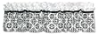 Versailles Black/White Window Valance- Versailles Scroll Twill Bottom W/Diamond Percale Top And Black Satin Between; 82" X 15"