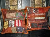2 Brown Burnt-orange Black Zordozi Sari Toss Pillow Cushion Covers From India Free Shipping