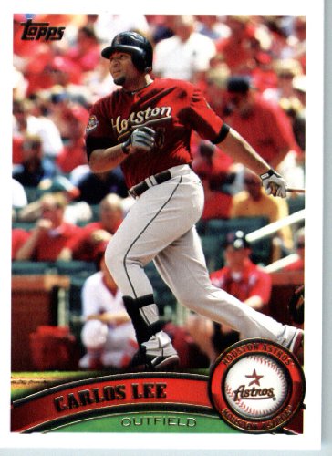 2011 Topps Baseball Card # 586 Carlos Lee - Houston Astros - MLB Trading Card (Series 2) in a Protective Screwdown Case