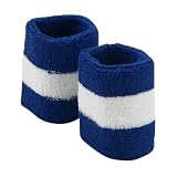Terry Stripe Wristband Pair-Royal White W15S27D