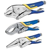 Irwin 3-Piece Soft Grip Vise-Grip Locking Plier Set - 10" Curved Jaw, 6" Large Jaw & 6" Long Needle Nose Pliers - 91SG