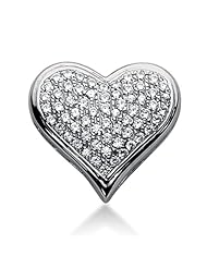 14K Gold Pave set Diamond Heart Pendant (1.28 cttw, F - G Color, SI2 Clarity)