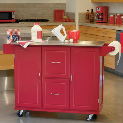 Kitchen Cart, Jefferson Stainless Top t - Black, Red, White