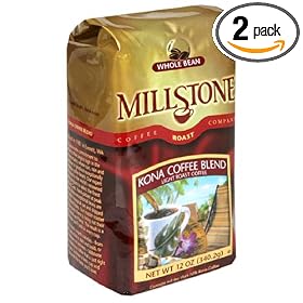 Millstone Kona Blend  Whole Bean Coffee, 12-Ounce Packages (Pack of 2)