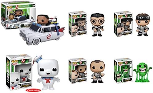 Funko POP! Movies: Ghostbusters Bundle - Slimer, Dr. Egon Spengler, Dr. Raymond Stantz, Stay Puft Over-Sized, Dr. Peter Venkman, Winston Zeddmore and Ecto 1 Action Figures